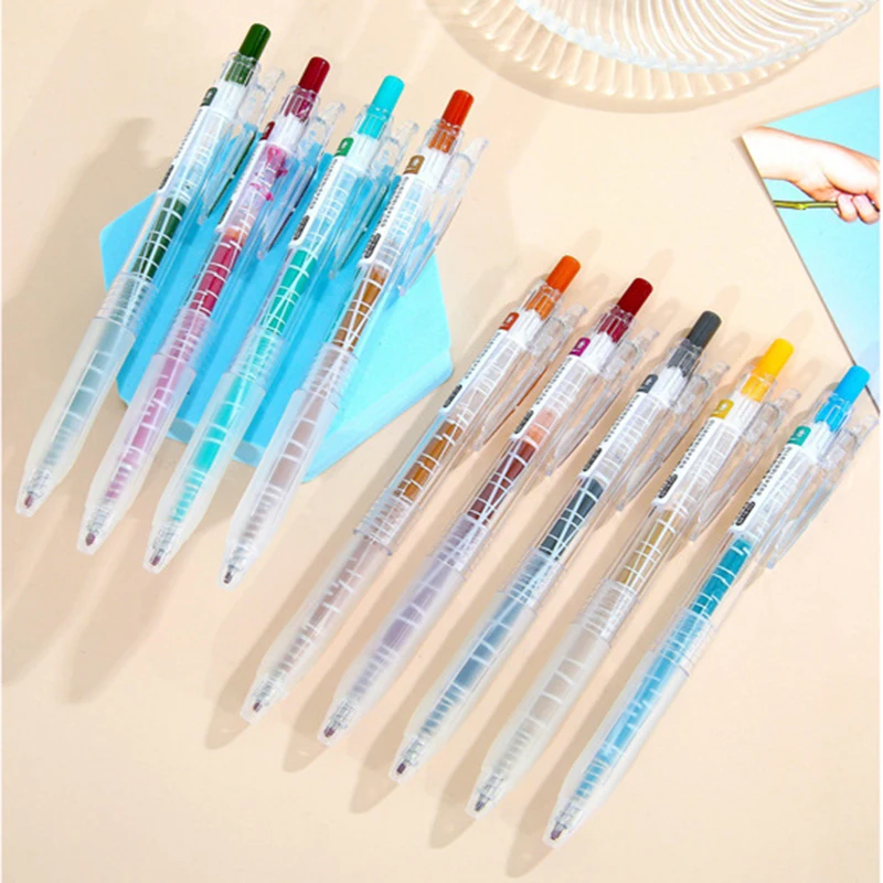 

9pcs/Set 0.5mm Press Gel Pen Fast-drying Colorful Markers Pens Student Office Notes Pen Stationery Supplies