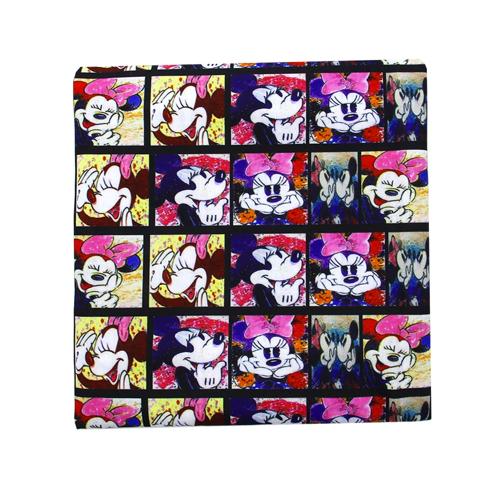 Disney Minnie Mouse 50*145cm Patchwork Polyester Cotton Fabric Tissue Sewing Quilting Fabrics Needlework Material DIY Handmade