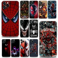 clear phone case for iphone 11 12 13 pro case max 7 8 se xr xs max 5 5s 6 6s plus silicone cover venom spiderman marvel