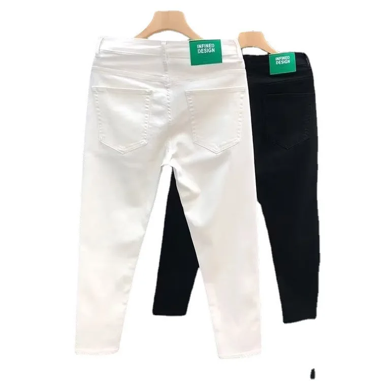 Весенне-осенние мужские белые облегающие брюки с маленькими штанинами новые
