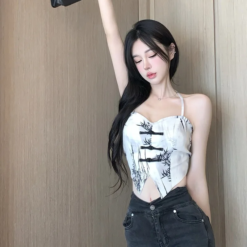 Солнцезащитная блузка из двух предметов на бретельках с открытой спиной жилет