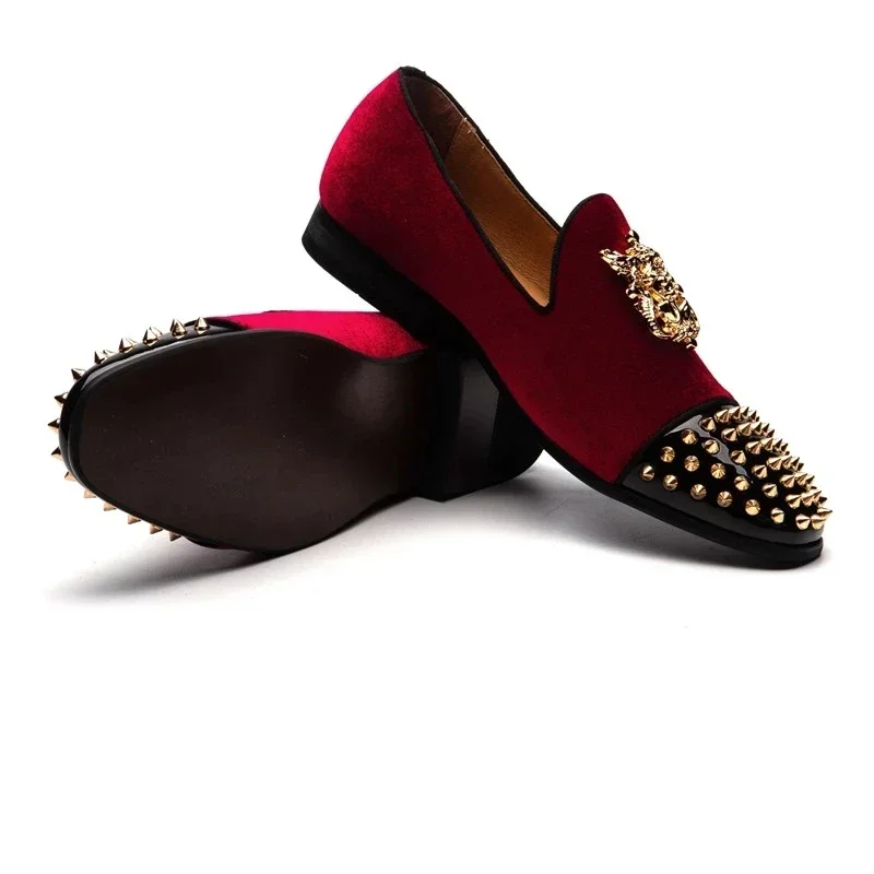 Туфли-оксфорды мужские с шипами роскошные брендовые модные туфли на плоской