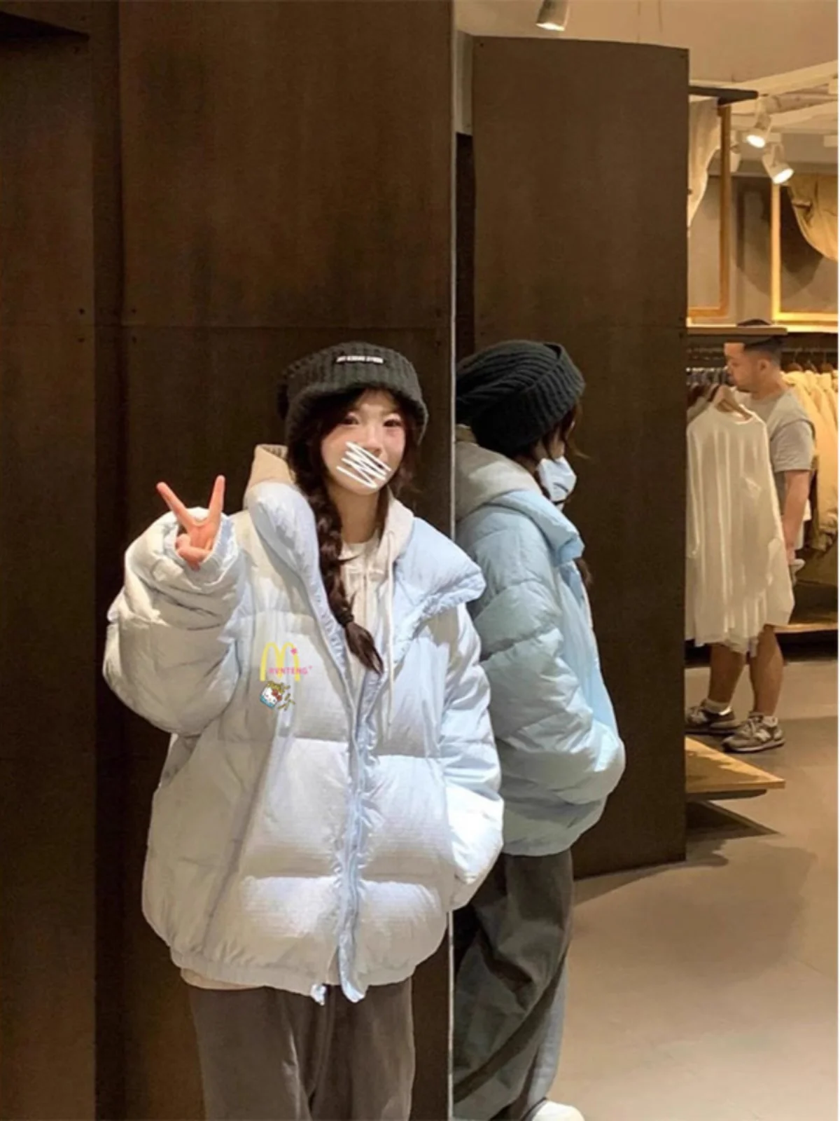 Пуховик с воротником-стойкой хлопковой подкладкой Женская модная брендовая