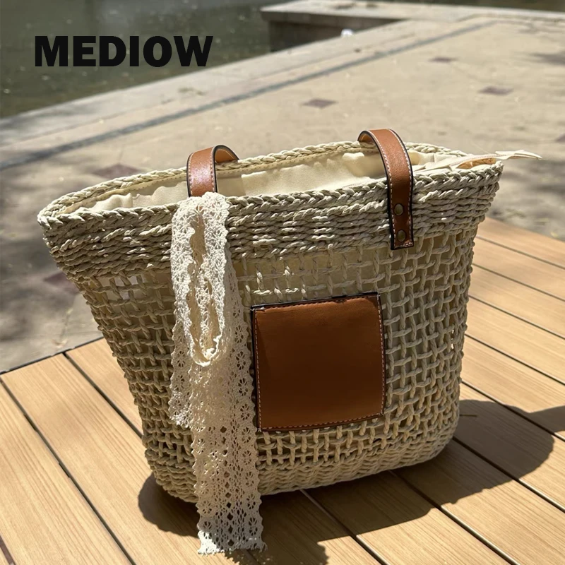 MEDIOW богемные соломенные сумки-тоут для женщин роскошные дизайнерские сумки и