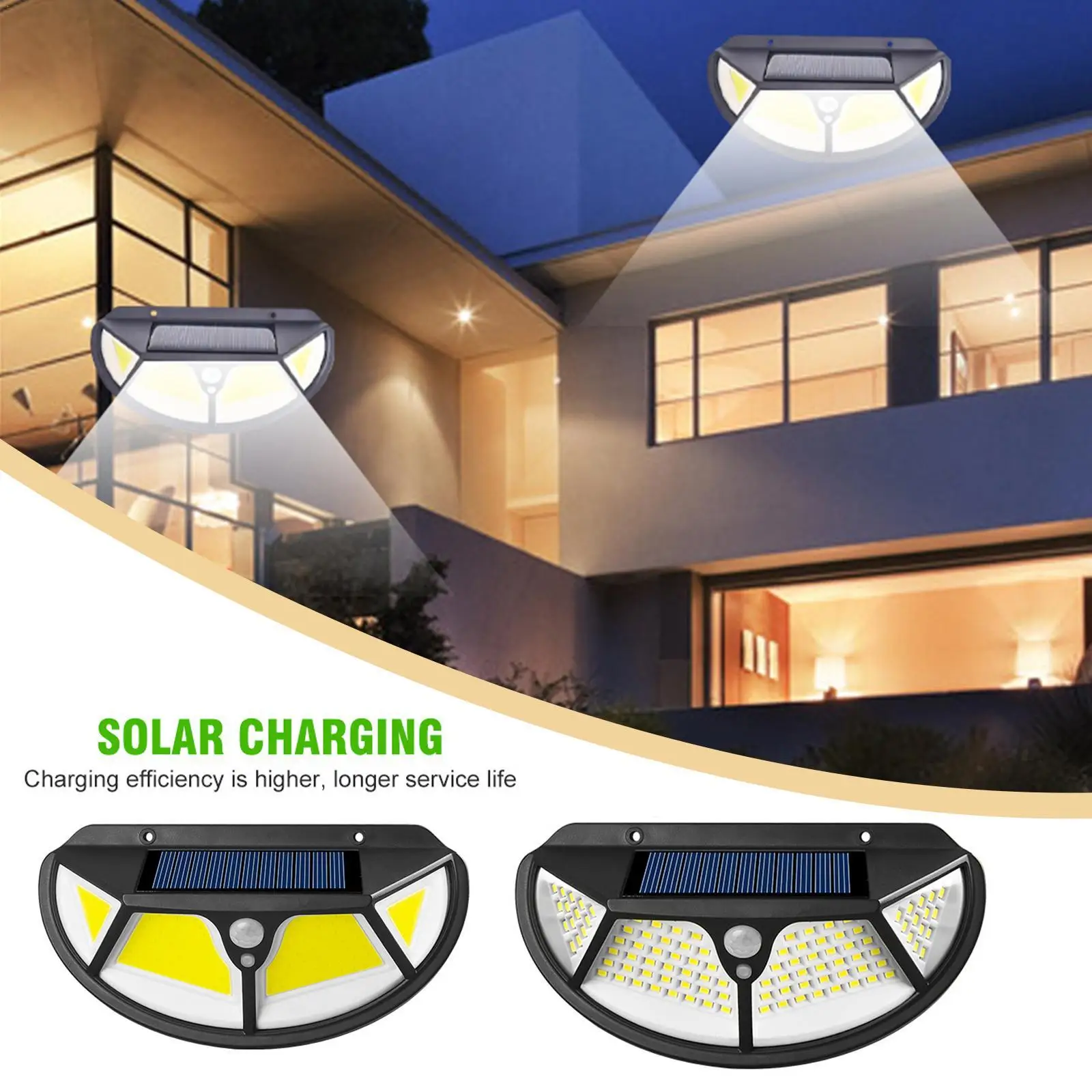 

122COB/102LED LED Solar Light Outdoor Fence Lamp 600lm IP65 Waterproof Garden Human Body Induction Lamp