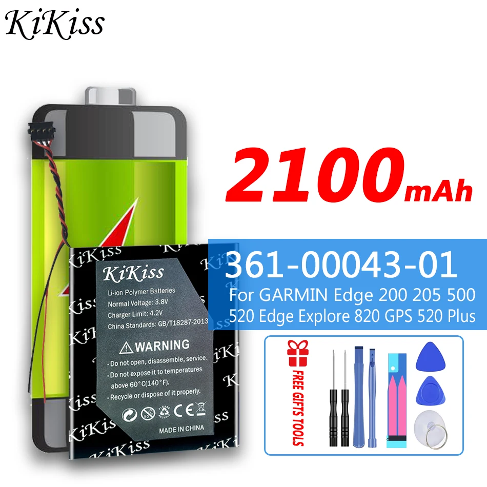 

Аккумулятор KiKiss высокой емкости 2100 мАч 361-00043-01 для GARMIN Edge 200 205 500 520 Edge Explore 820 GPS 520 Plus
