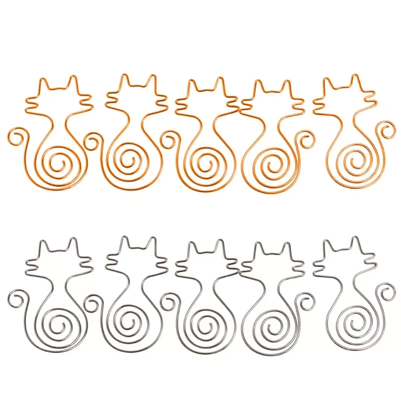 

1 Set 5 Pcs Cute Cat Metal Paper Clips Pin Book Bookmark Memo Clip Office School Stationery New