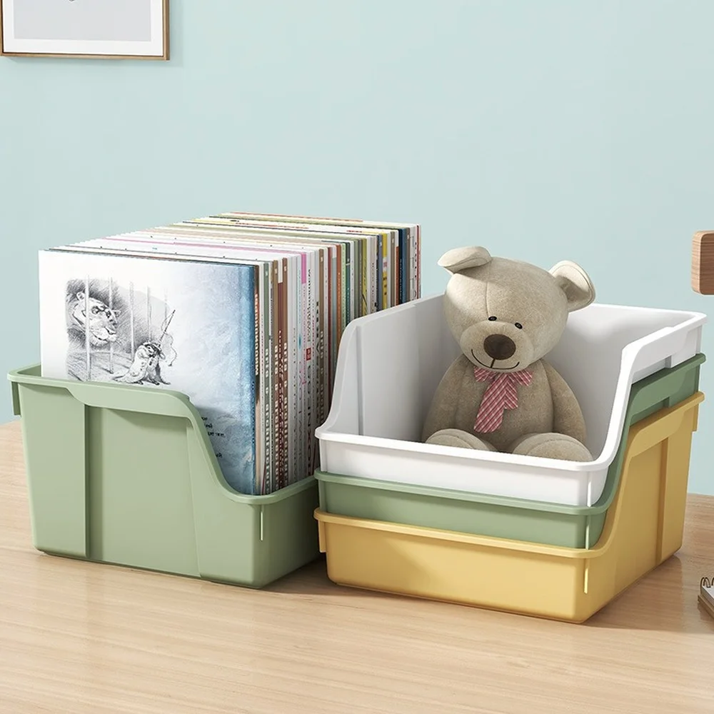 

A4 plastic storage binBook Storage Box Desktop Student Book Sorting Box bookcase toy large storage basket can be superimposed