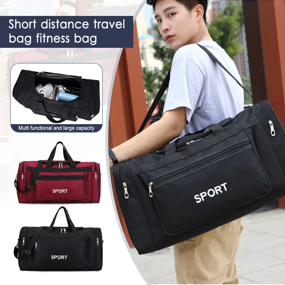 Oxford Portable Gym Bags Large Capacity Fitness Training Bag Waterproof with Zipper Multifunctional Wear-resistant for Men Women