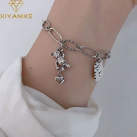 xiyanike 2022 cute animal bear heart chain bracelets for women girls new fashion trendy jewelry friend gift party bracelet femme