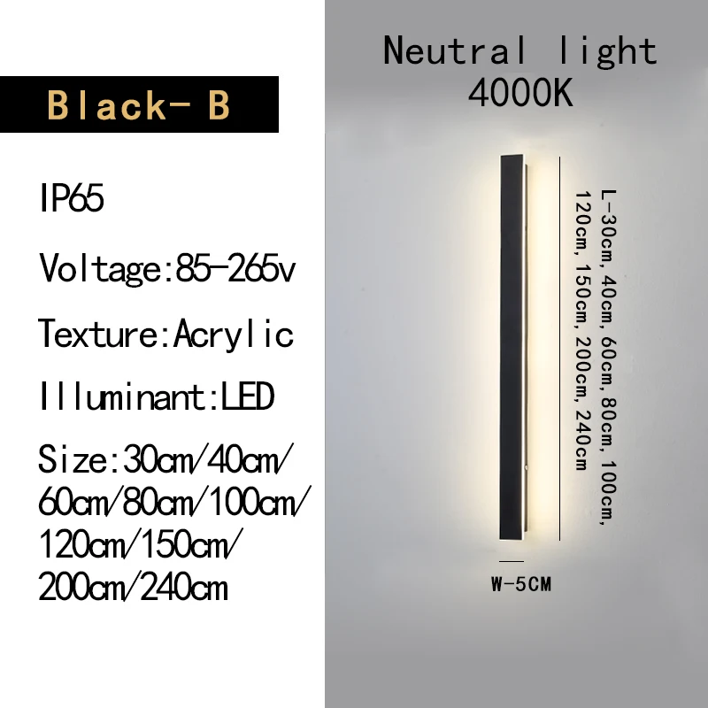 

Длинный настенный светильник, наружное освещение, водонепроницаемый, IP65LED, сад, деревенская вилла, балконный светильник, внутренняя стена, спальня, гостиная, светильник