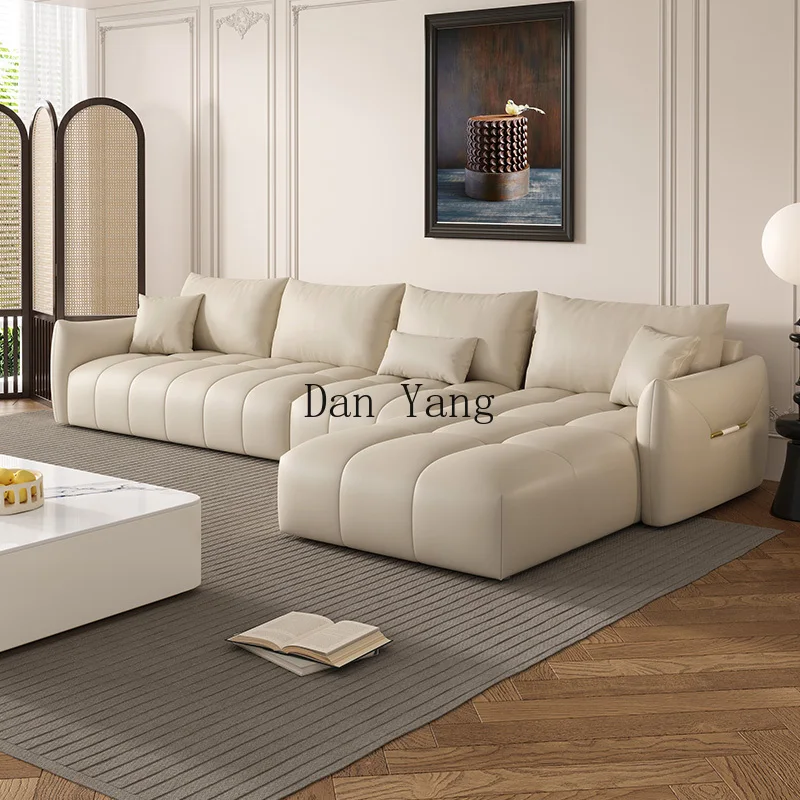 YJ минималистичный кожаный диван для гостиной легкий роскошный пуховый принцессы