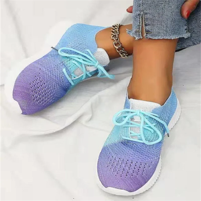 New Tie Dye Sneakers Women Shoe All Season Mix Colors Ladies Light Large-Sized Flats Size 35-43 Home Outdoor Comfy Casual Shoes