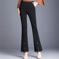 flare pants women harajuku vintage solid color skinny bell bottom trousers womens office retro high waist long black pants