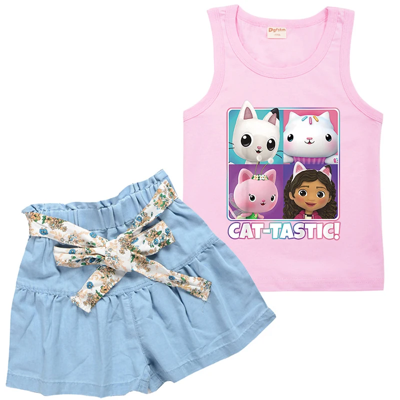 

Baby Girl Clothes 20223 New Summer Gabby's Dollhouse Teenage Girl Suits Children's Clothings Girls Printed Sets 2-15 Years Old