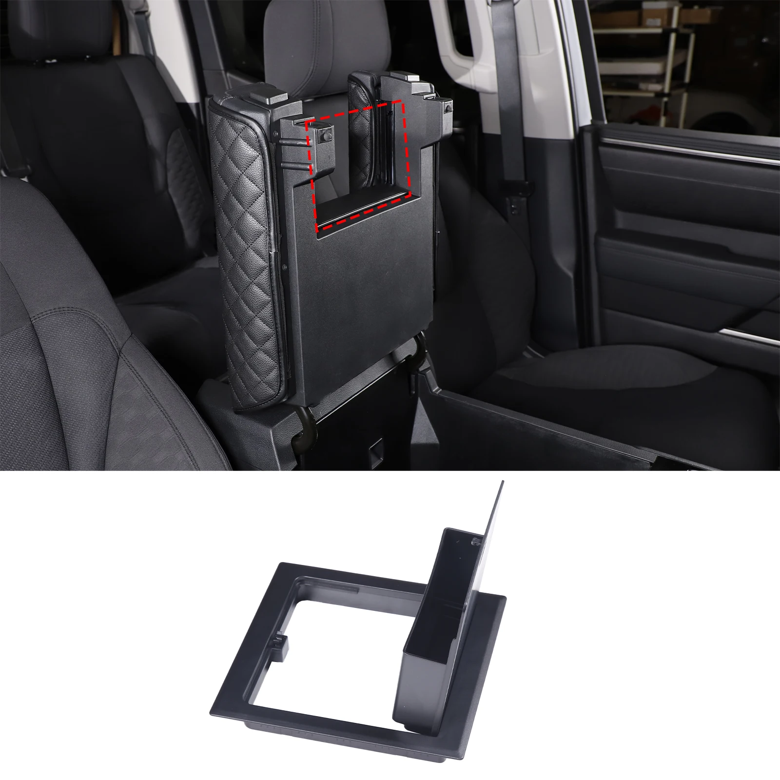 

For Toyota Tundra 2022-2023 ABS Black Armrest Hidden Storage Box Center Console Organizer Cover Accessories
