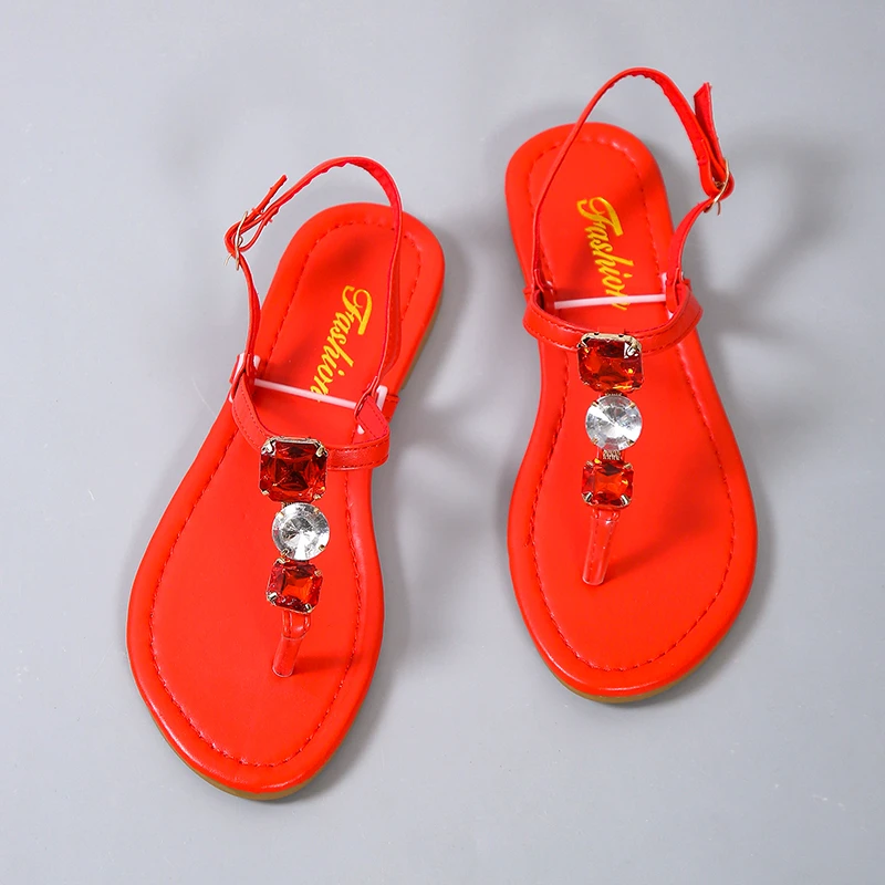 

Женские босоножки со стразами, однотонные шлепанцы на плоской подошве, ремешок на щиколотке, размеры 43, лето 2022