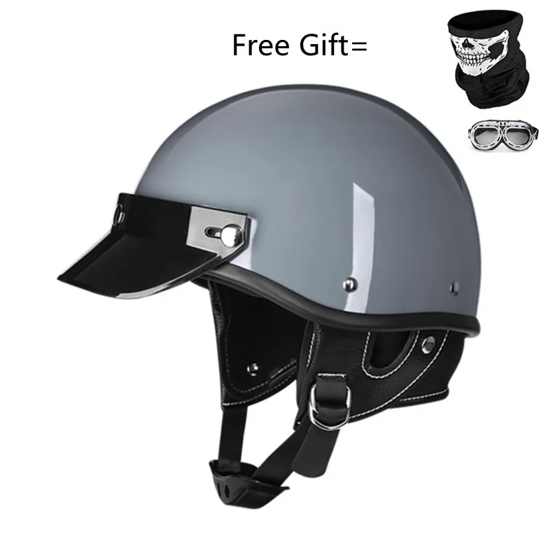 

Retro Motorcycle Helmet Four Seasons Helmet For Brim Helmet Half Face Motorbike Crash Moto Helmet DOT Certification Casco
