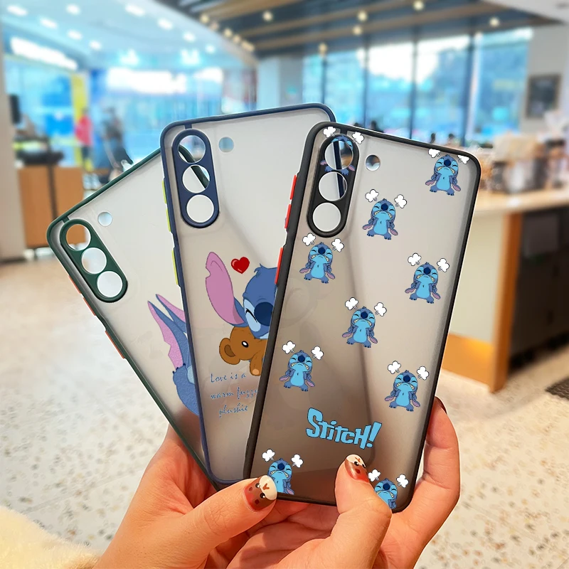 

Stitch Lovely Disney Cartoon For Samsung S21 20 10 8 9 M62 51 31 30S 20 FE Lite Plus (5G) Frosted Translucent Phone Case