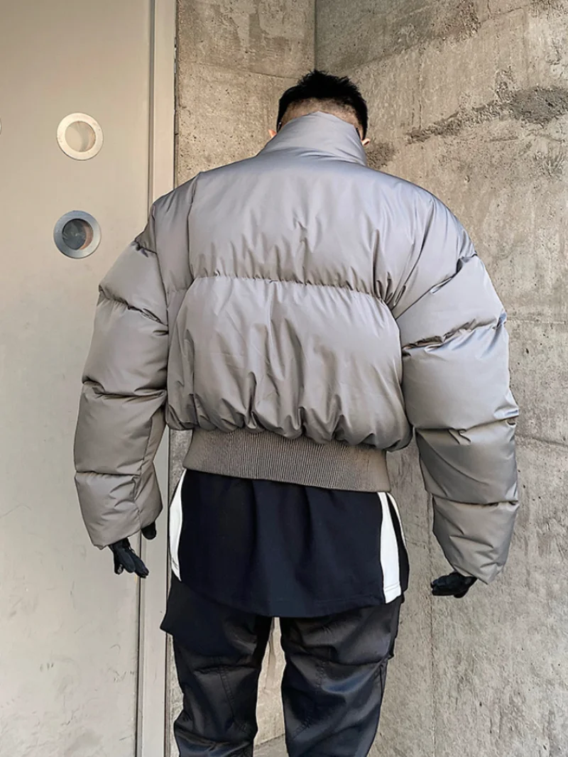 Hip Hop Bomber Parka Jacket Streetwear Mens Causal Stand Collar Loose Harajuku Winter Cotton Padded Jacket Coat Puffer Outerwear