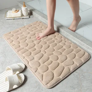 anti slip bath mat cobblestone embossed carpet absorbent floor rug 5080cm memory foam pad for bathroomtoilet entrance door mat free global shipping