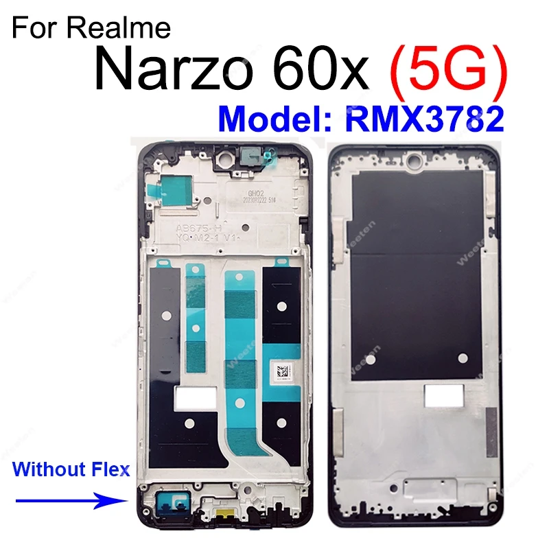 Фото Крышка корпуса ЖК-дисплея для Realme Narzo 50 50A 50i Pro Prime 60 60X 70X 70 Pro 4G 5G, передняя рамка ЖК-дисплея, держатель, запасные части №5
