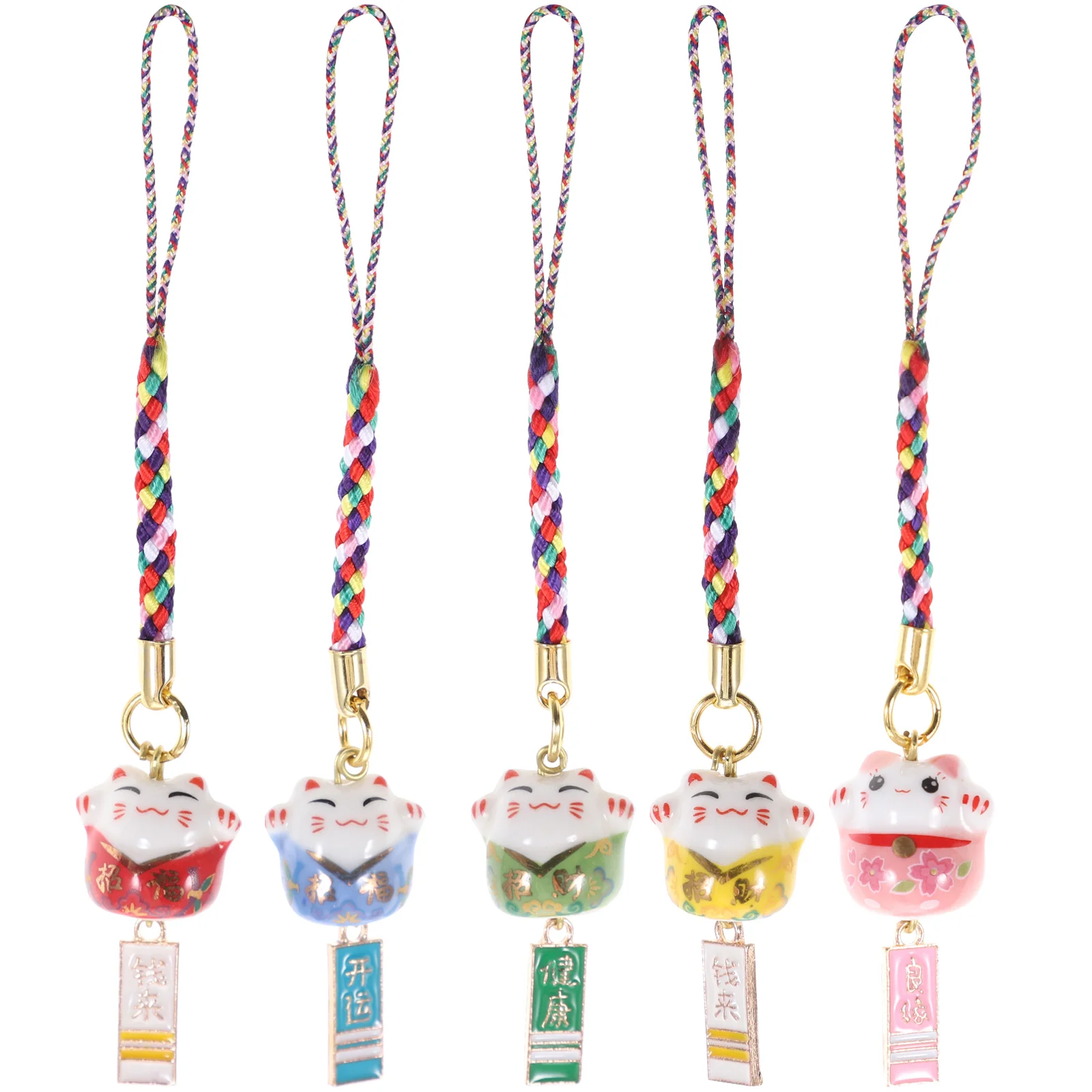 

Kitten Gifts Lucky Cat Keychains Pendant Japanese Maneki Neko Fortune Pendants Ceramic Beckoning Cat Phone Charm