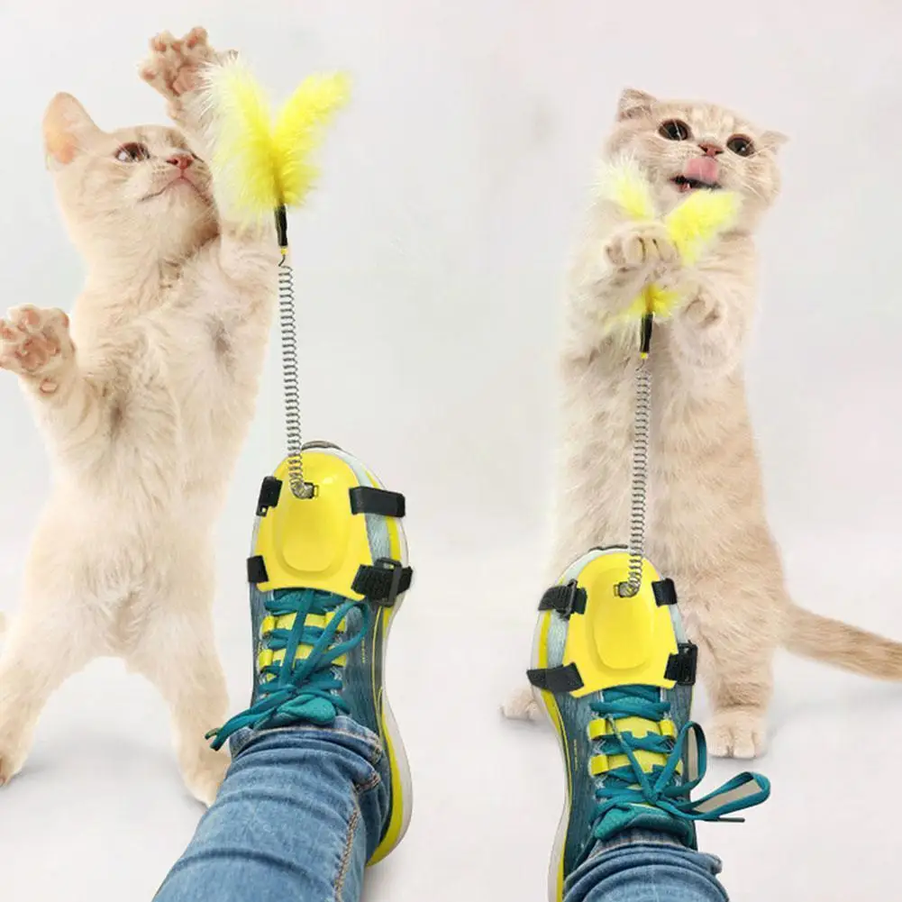 

Toys Feather Spring Wand Interactive Pet Teaser Stick Wear Feet Ch Toys Kitten Supplies Funny Pet Toys Teas S6o4