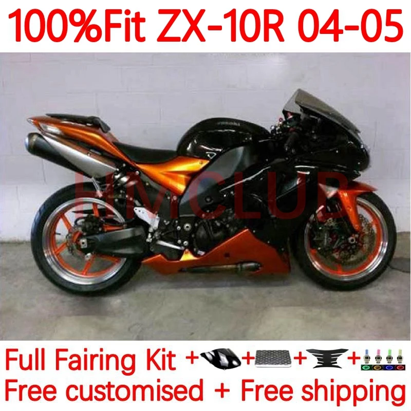

OEM Kit For KAWASAKI NINJA orange blk ZX 10R 1000 CC 10 R ZX-10R ZX10R 2004 2005 1000CC ZX1000 04 05 Injection Fairing 68No.101