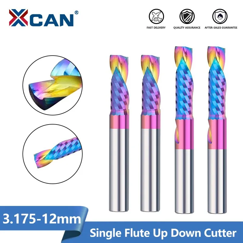 

XCAN UP DOWN Cut End Mill 3.175/4/6/8/10/12 Shank O Flute Single Flute CNC Router Bit Compression Milling Cutter for Woodworking