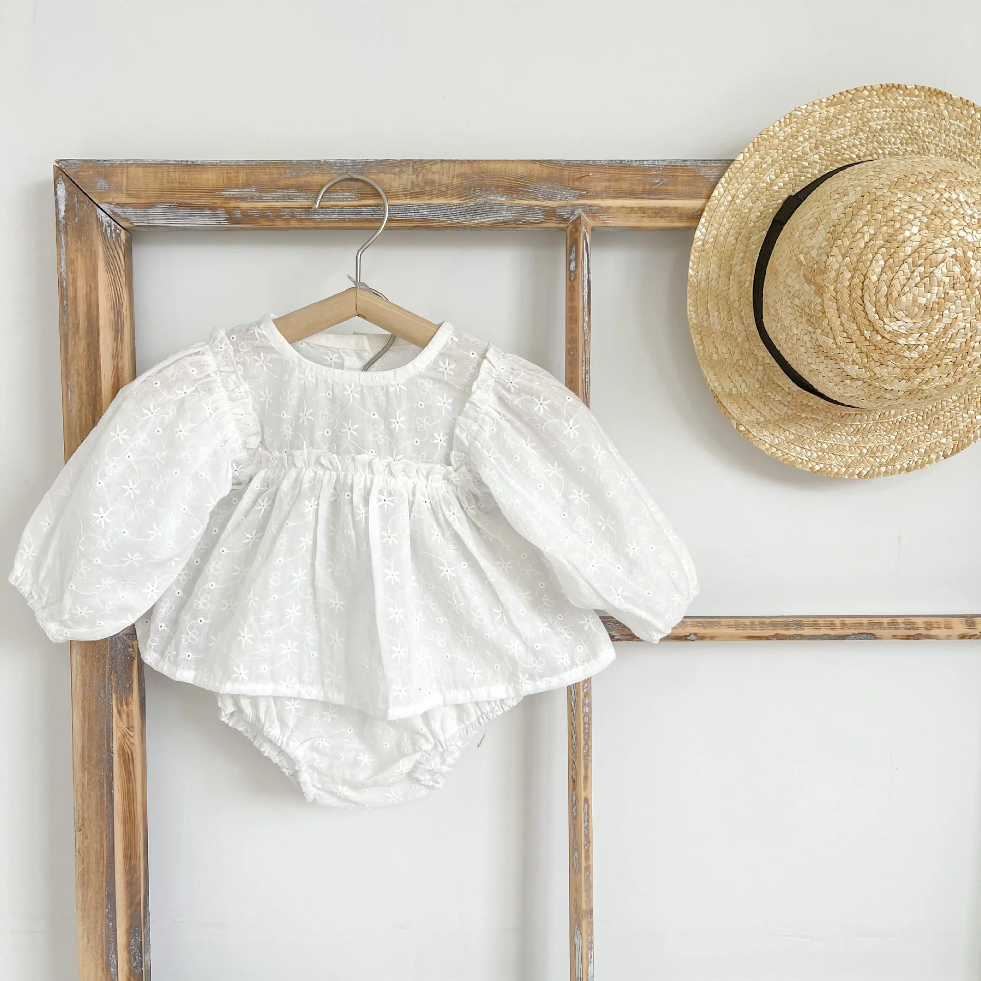 

Винтажный комплект одежды для маленьких девочек из 2 предметов, летняя хлопковая одежда для девочек, блузка, платье-рубашка, весенняя одежда...