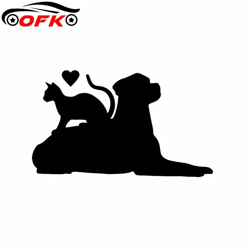 OFK виниловая наклейка котенок собака лабрадор животное сердце автомобильные