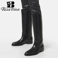RIZABINA Size 34-43 Ins New Women Knee Boots Real Leather 2023 Winter Shoes Woman Fashion Daily Long Boot Office Lady Footwear