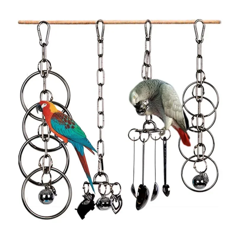 

304 Parrot Machine Display Large Hanging Rack Toy Puzzle Diamond Medium-sized Cage Bird Gray Steel Gnawing Stainless Climbing