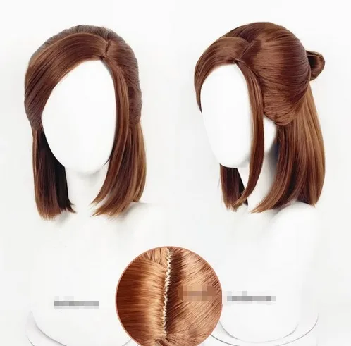 Коричневый парик для последней игры в США с коротким боковым разделением