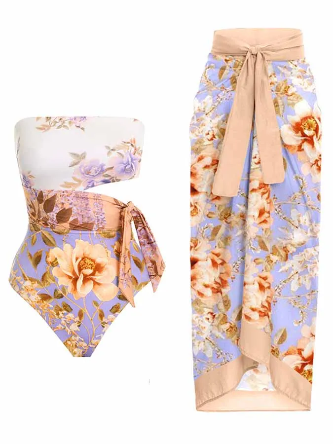 

Модный слитный купальник с цветочным принтом