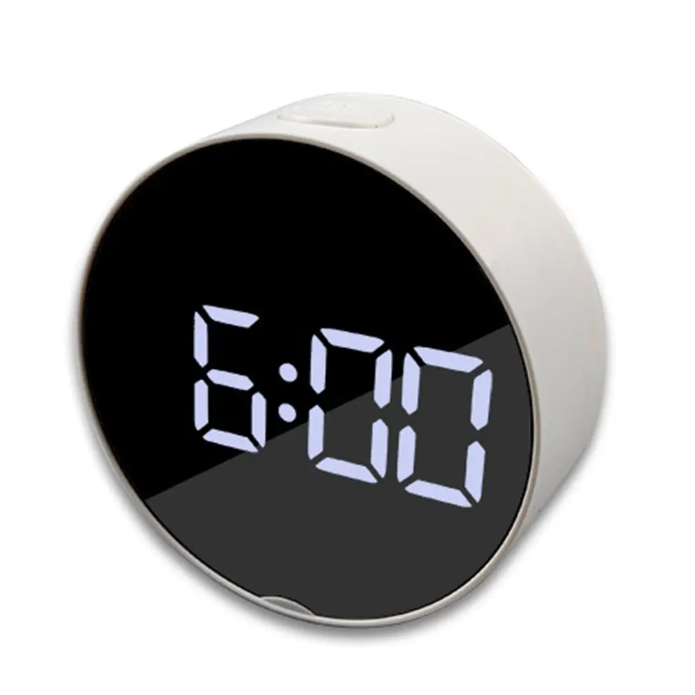 

Digital Alarm Clock LED Curved Surface Mirror Electronic Table Clock Large Screen Snooze Desktop Alarm Clock For Home Decoration