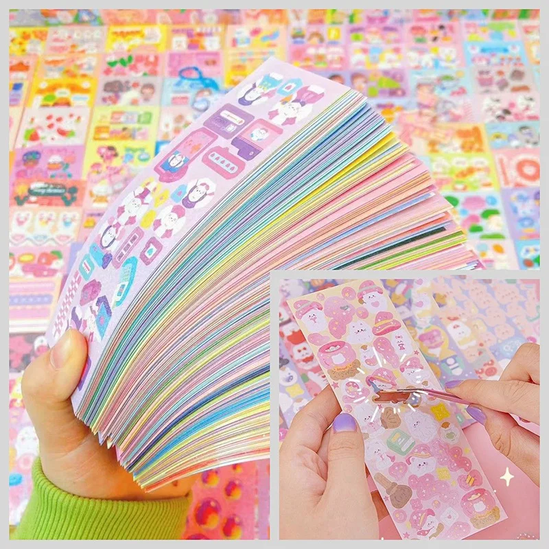 Sheet Stickers for Kids Kpop Pretty Aesthetic Cute Set Pack Handmade DIY Children Girl Toy Decor Stationery Scrapbooking Bts 200