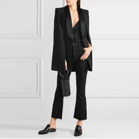 elegant slim blazer jacket women casual black outwear spring autumn office lady suit blazers pocket coat