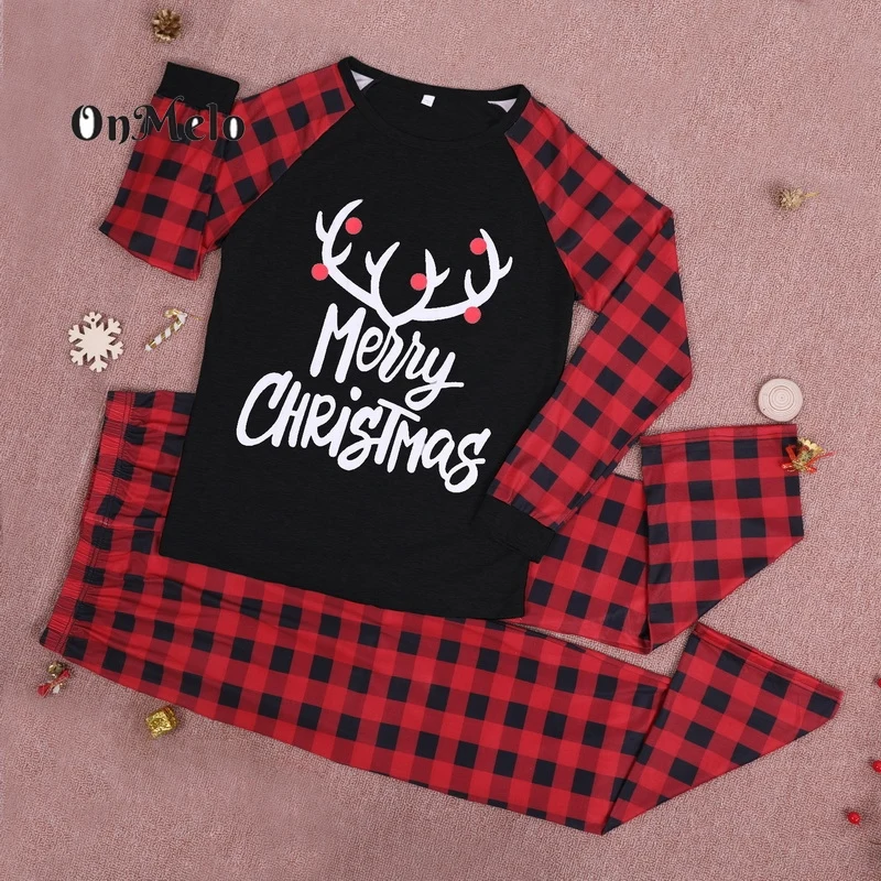 OnMelo 2022 Christmas Family Matching Sets Christmas Family Pajamas Fashion Parent-Child Home Suit Kids Clothes Xmas Outfits