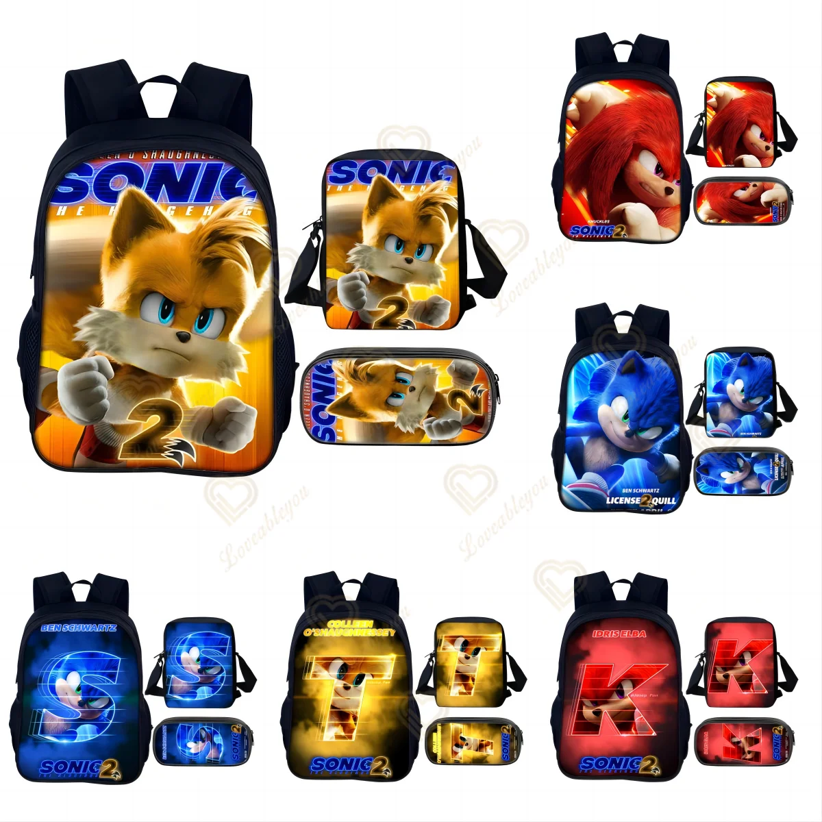 

Sonic School Bag Set 3pcs Kids Backpack Sonic Mochila Escolar Infantil Children Pencil Shoulder Book Bags Boys Girls