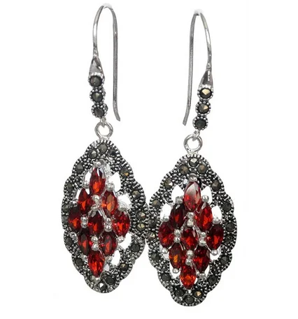 Бесплатная доставка оригинальные серьги из серебра 925 пробы с красными