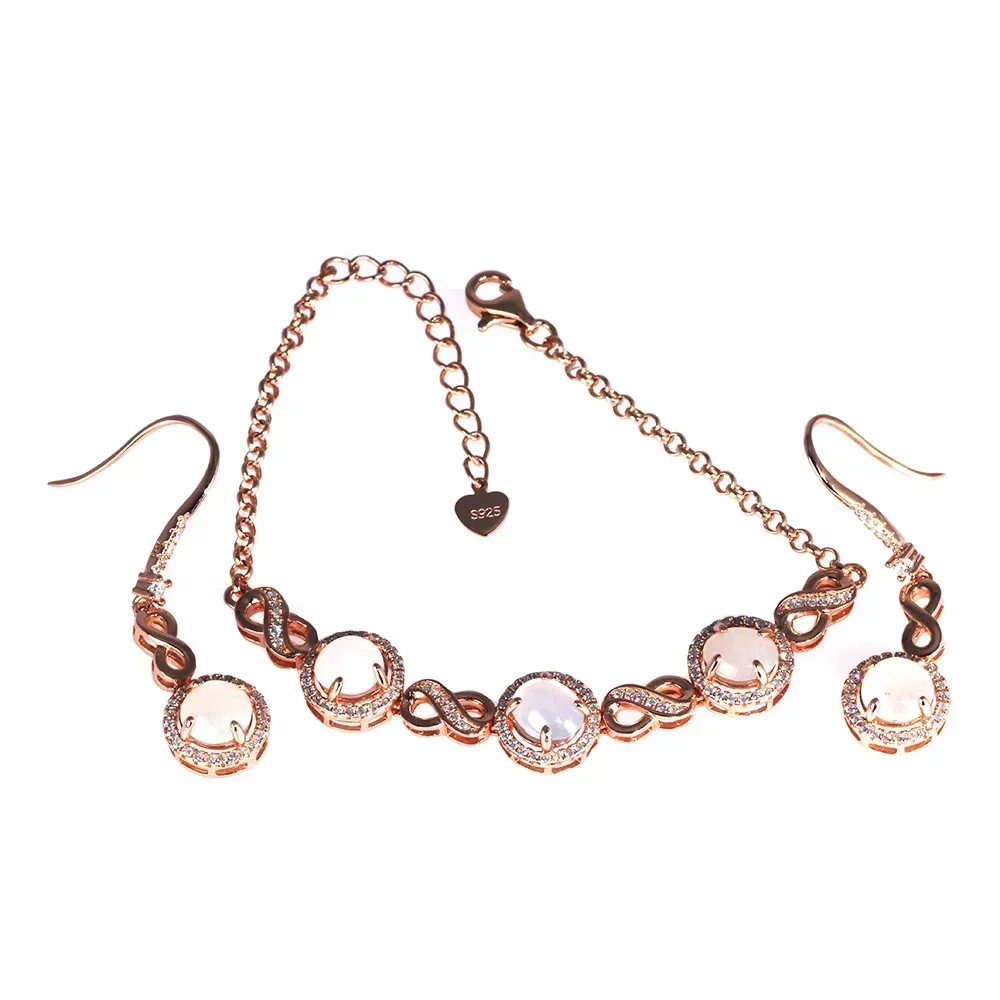 Женский Комплект Ювелирных Изделий Из Натурального Нефрита И Драгоценных Камней