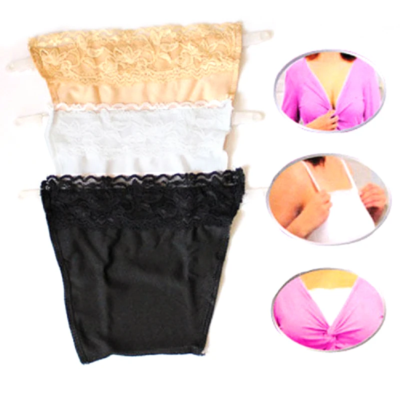 

1/3Pcs Seamless Bra Set Lace Clip On Camisoles Easy Clip On Neck Chest Cleavage Control Panels Lace Set Summer Wrapped Chest