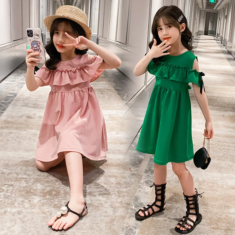 

Girls Dress Summer New Korean Big Children Princess Fashionable Fashion Net Red Shoulder Skirt