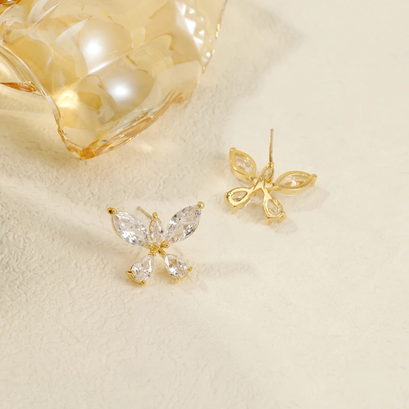 Роскошные серьги Badu в виде бабочки с кристаллами золотого цвета милые женские