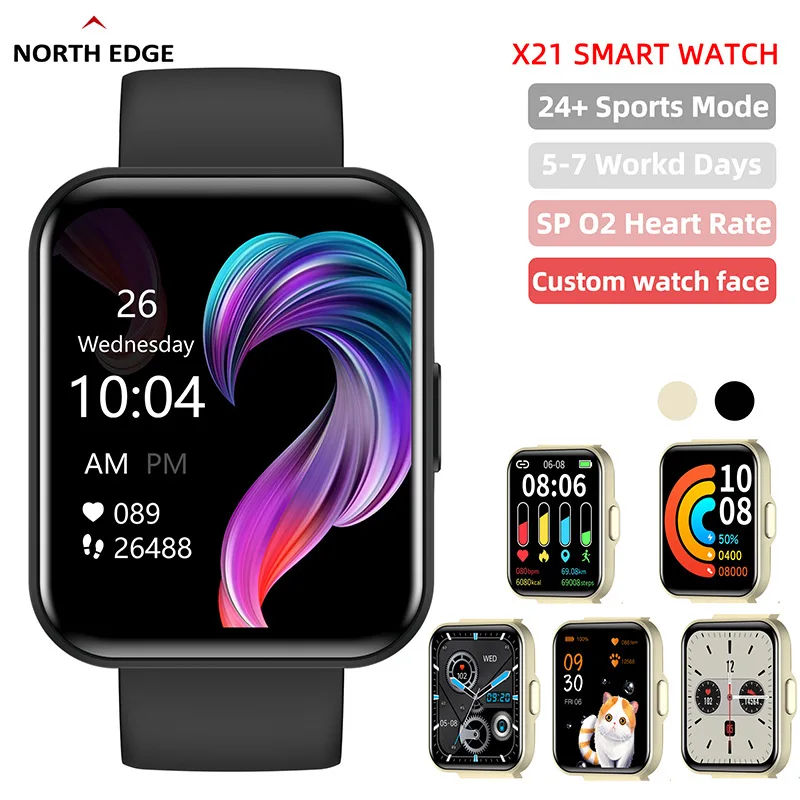 

NORTH EDGE 2022 Smart Watch Men Sport Fitness Tracker Custom Dial Heart Rate Blood Oxygen Pressure Smartwatch For Android IOS