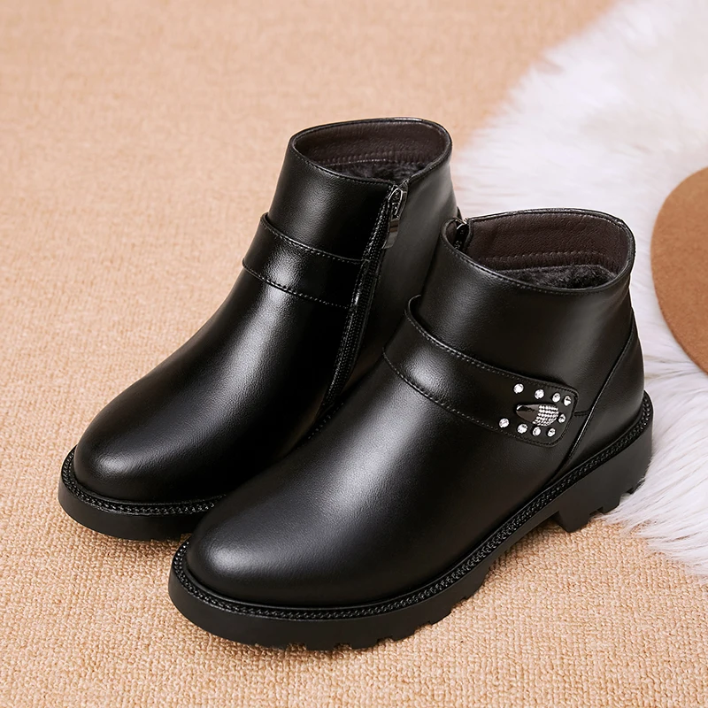 Winter Boots for Women  2023 New Snow Boots Women Genuine Leather Non-slip Women's Casual Booties Warm Chunky Boots Ladies