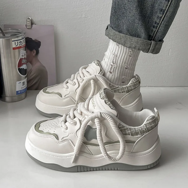 

Туфли женские на толстой подошве, повседневная обувь для скейтборда, оригинальные, допамин, звезда, белые, весна-осень 2023