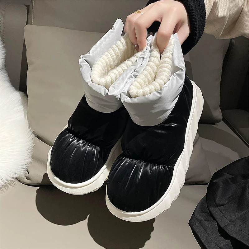 STRONGSHEN Women's Ankle Boots Winter Soft Female Thick Platform Warm Cotton Shoes Outdoor Waterproof Non-slip Woman Snow Boots